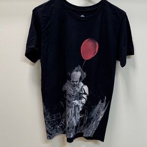 Black T-Shirt with Red Balloon Graphic
